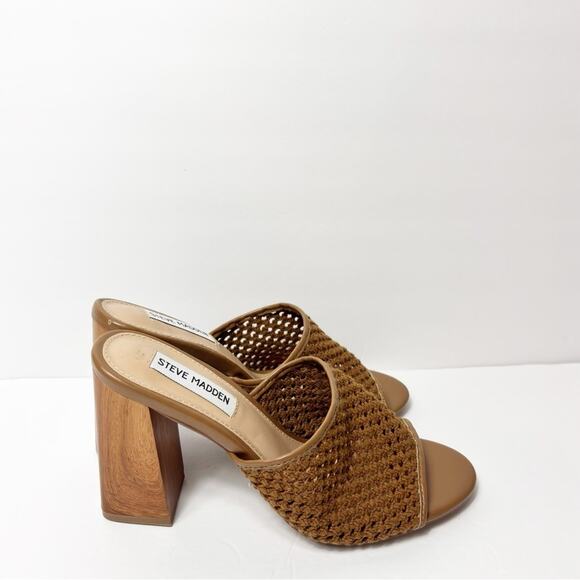 STEVE MADDEN CATALEYA BLOCK WOMEN HEEL SANDALS IN BROWN SIZE 9M NEW NO BOX - Picture 5 of 6
